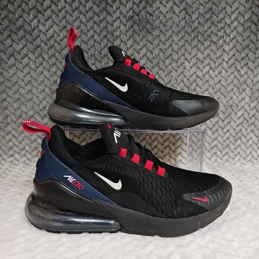 Nike Air Max 270 Black Midnight Navy Red GS Running Shoes Size 4.5Y Women's 6